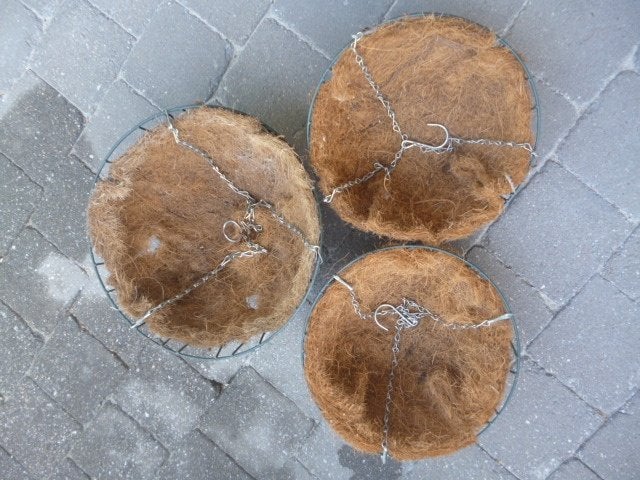 Hangmand, Hanging basket plant buiten met kokos voering, Tuin en Terras, Ophalen of Verzenden, Zo goed als nieuw, Rond, Balkon