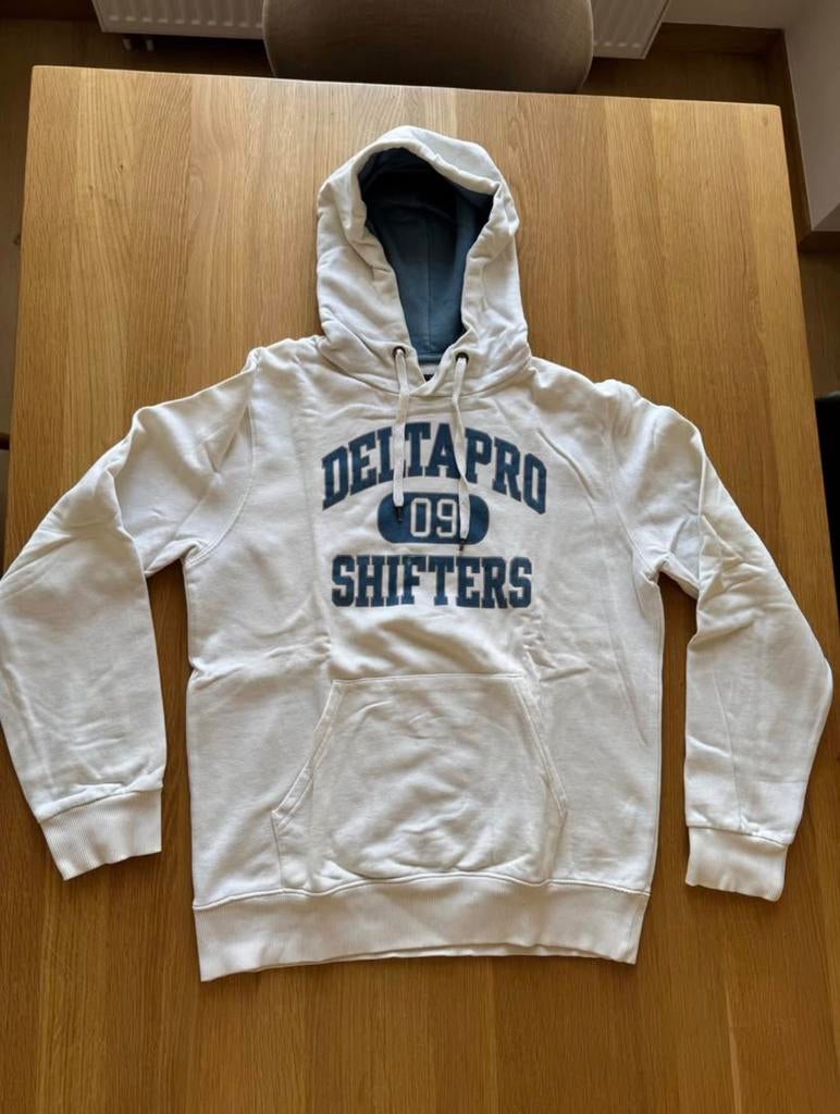 Joli pull à capuche blanc imprimé 100% coton – Taille M, Enlèvement ou Envoi, Comme neuf, Blanc