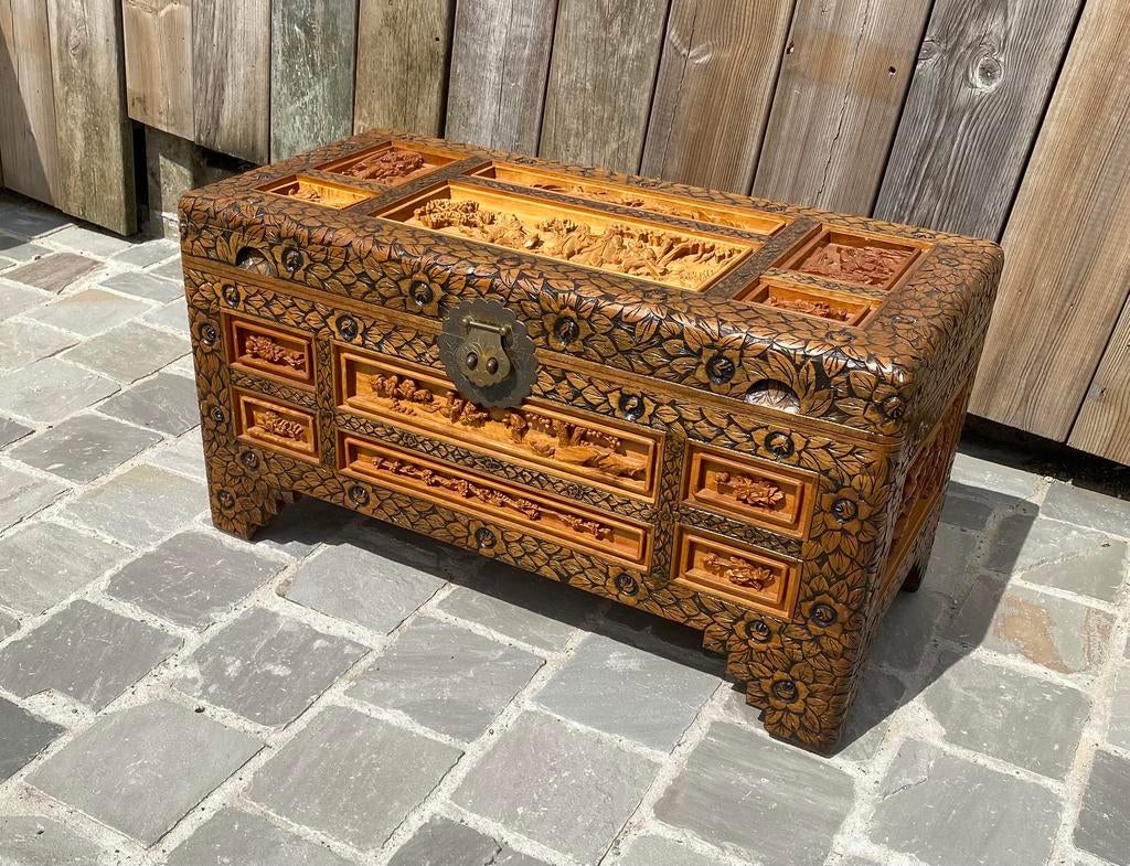 Chinese kamferhouten kist 20e eeuw, Ophalen, Minder dan 50 cm, 50 tot 100 cm, Zo goed als nieuw