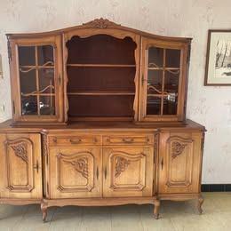 vintage Vitrinekast, tafel en 6 stoelen, Maison & Meubles, Salles à manger complètes, Utilisé, 4 à 6 chaises, Enlèvement