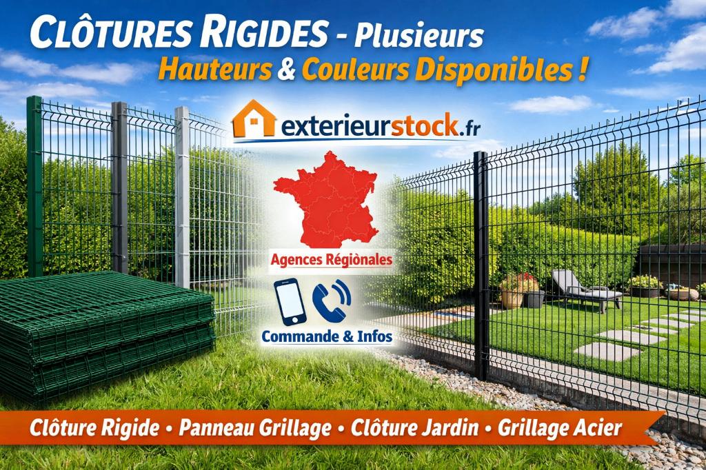 Cloture rigide acier - 1m à 1m90, Jardin & Terrasse, Enlèvement, Neuf, Fer, Clôture en treillis métallique