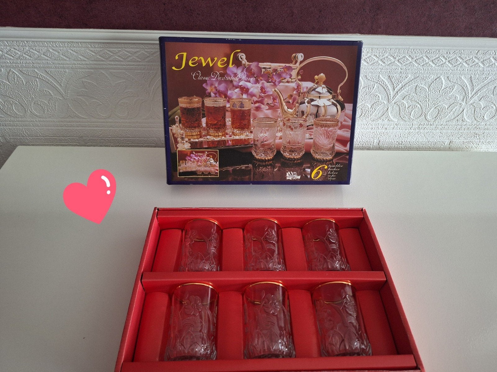 NIEUW!! 6 mooie glazen met gouden rand. Perfecte staat!!., Verzamelen, Ophalen of Verzenden