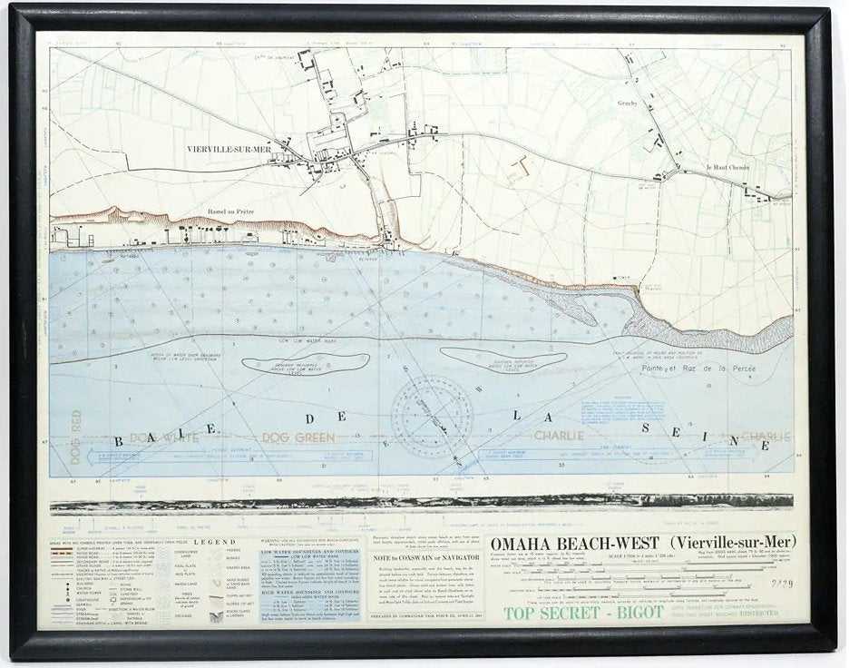 OMAHA Beach US Army Vintage kaart D-Day - 1944, Ophalen of Verzenden, Overige soorten, Foto of Poster