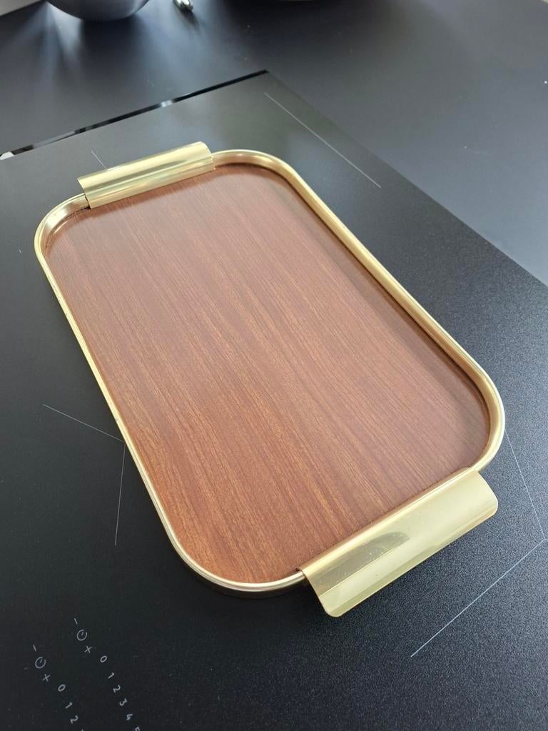 VINTAGE dienblad in formica en messing. Uitstekende conditie, Ophalen of Verzenden