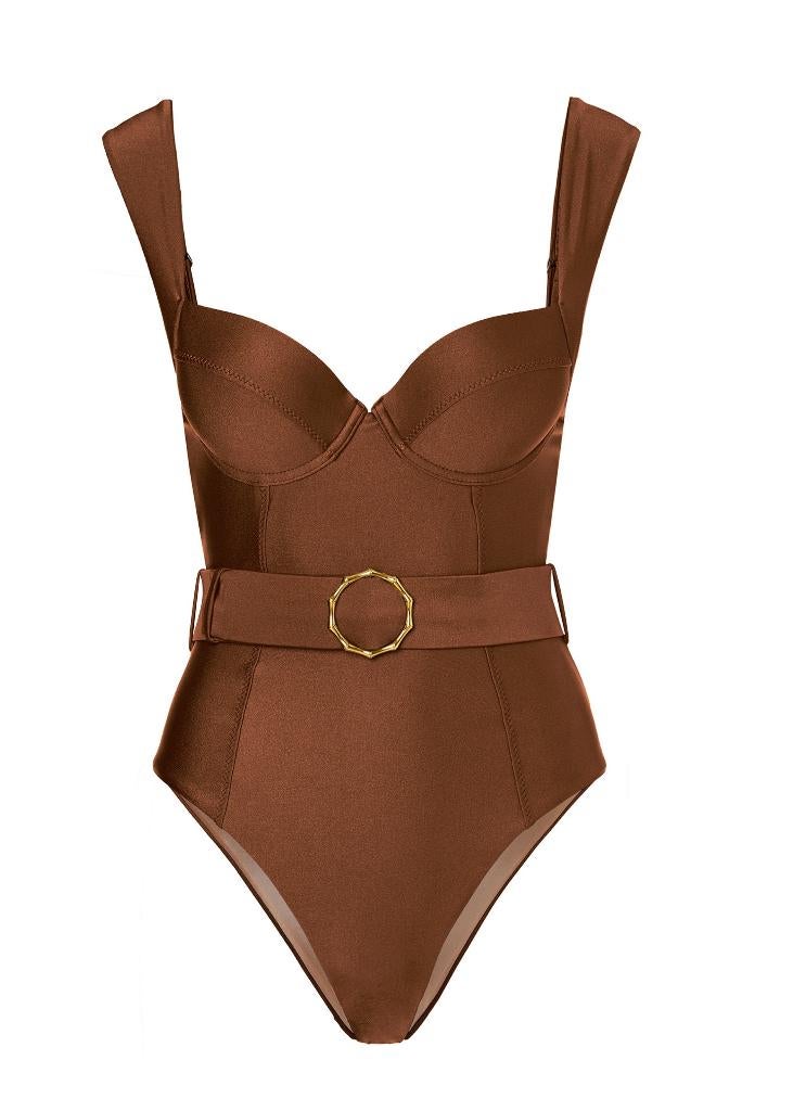 NOIRE eenmaal gedragen badpak maat 40 goudkleurig/bruin, Kleding | Dames, Badmode en Zwemkleding, Bruin, Badpak, Ophalen of Verzenden
