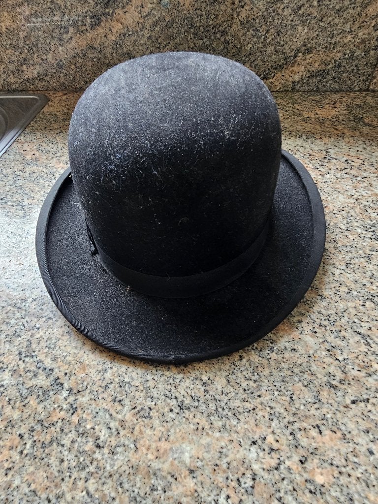 Vintage bolhoed zwart, Antiek en Kunst, Ophalen, Heren