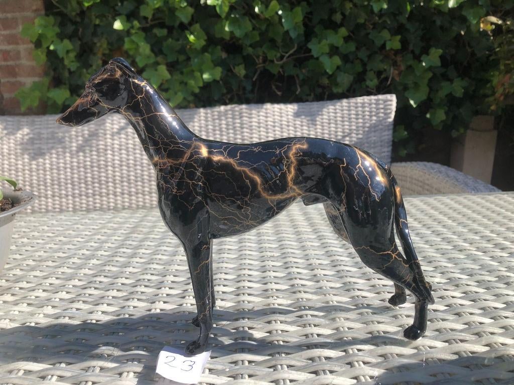 zwart statig windhond whippet greyhound beeld, Enlèvement ou Envoi, Statue, Noir