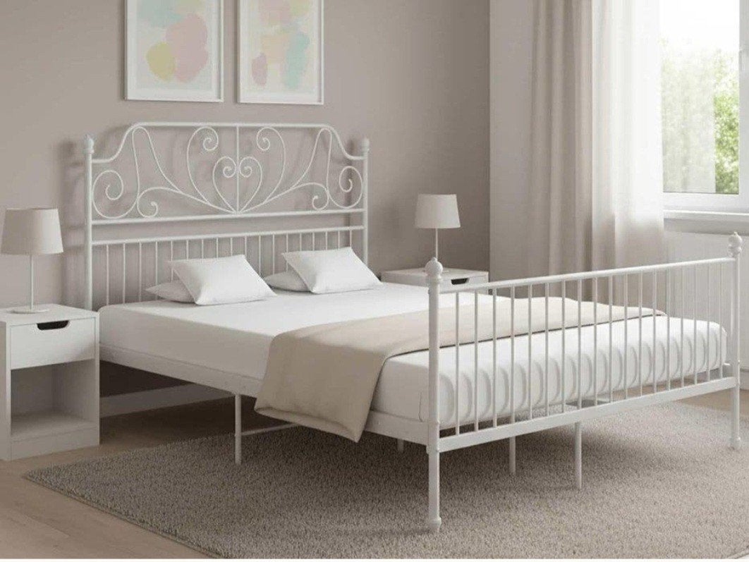 Metalen bed, Ikea, Huis en Inrichting, Ophalen, Wit