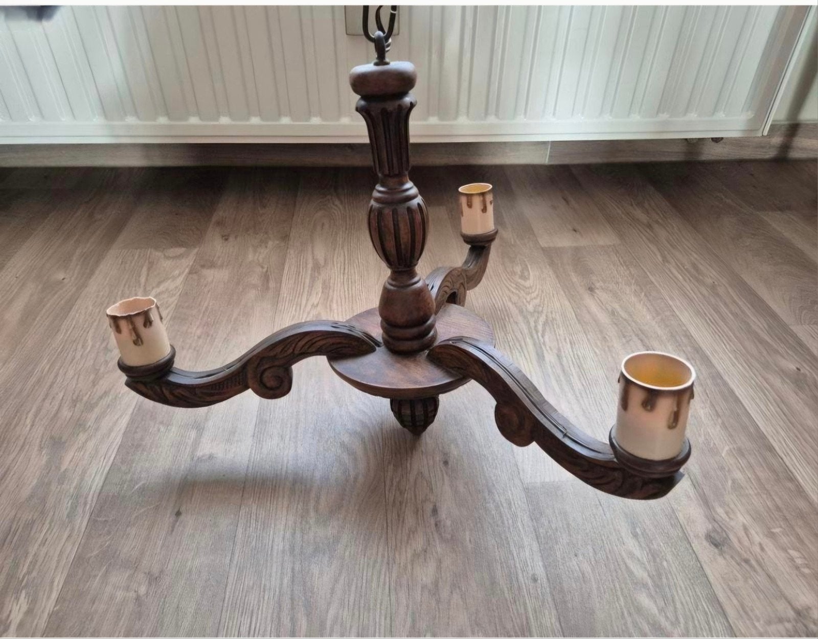 💡💡💡 Luster  hout  45 cm, Antiek en Kunst, Ophalen