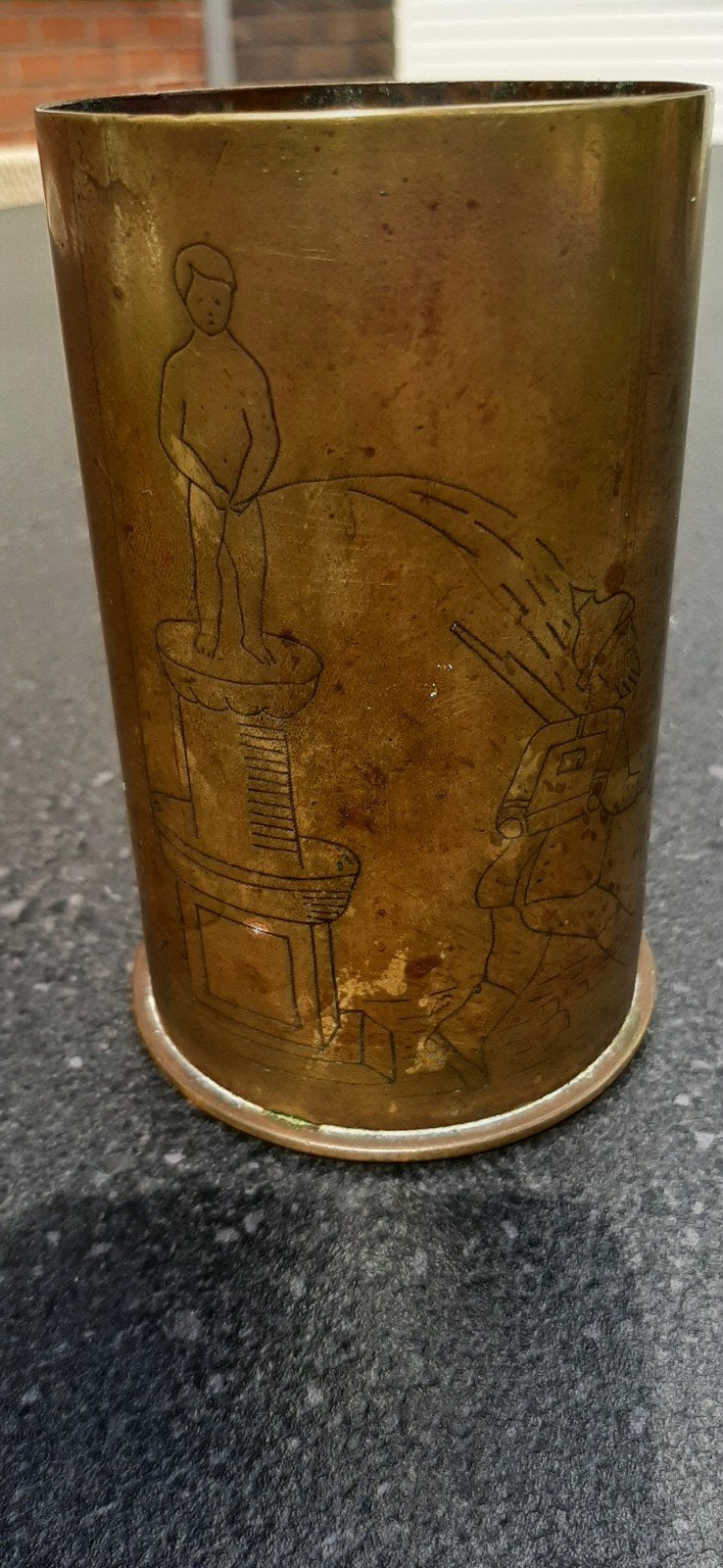 Unieke ( ZEER ZELDZAME) Trench Art huls FN 1918!, Collections, Enlèvement, Armée de terre, Douilles ou Pièces de fouille