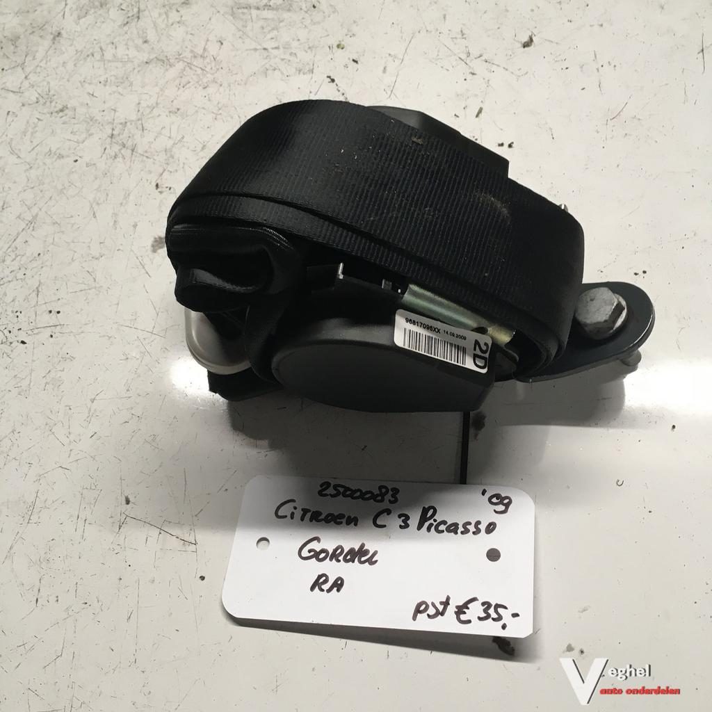 Citroen C3 Picasso 1.6 B 2009 2500083   Gordel Rechtsachter, Gebruikt, -, -, Ophalen of Verzenden