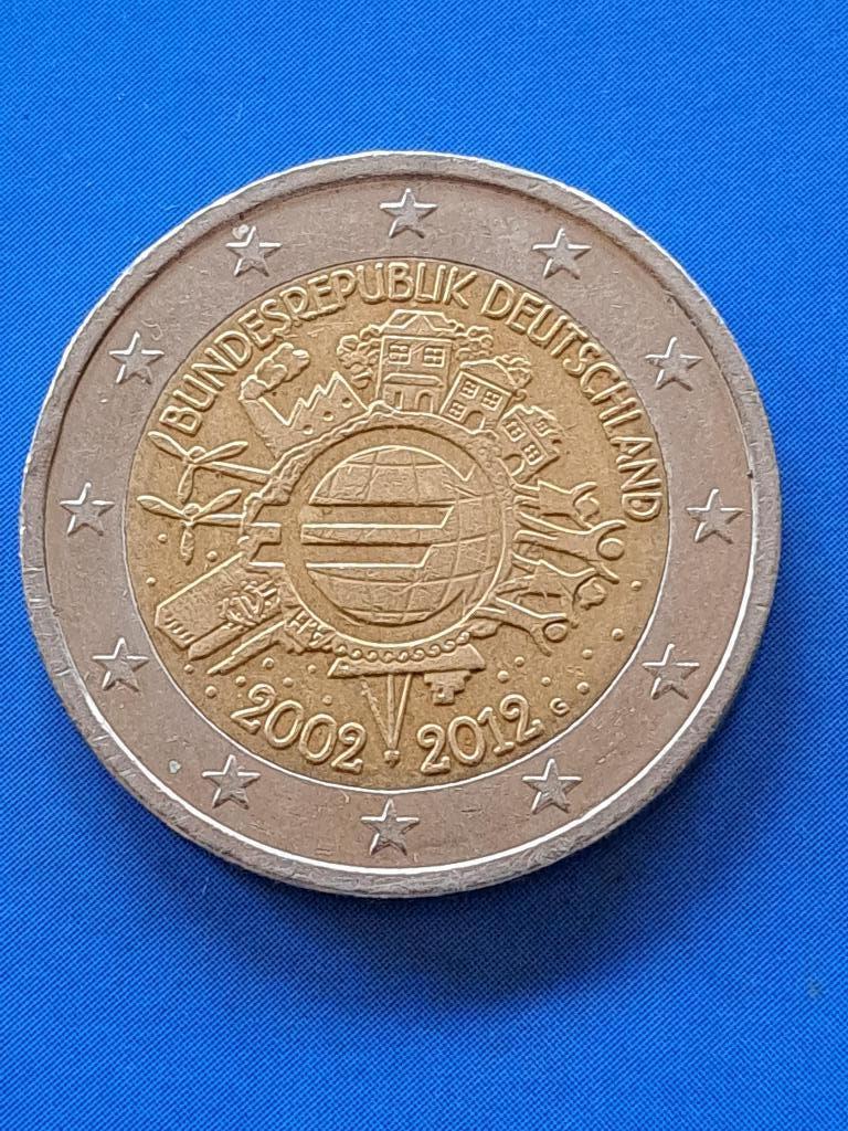 2012 G Allemagne 2 euros 10 ans euros circulation Karlsruhe, Envoi, Allemagne, 2 euros, Monnaie en vrac