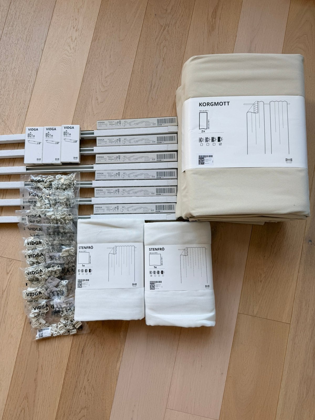 Nieuwe set ikea gordijnen, Neuf, 300 cm, Enlèvement ou Envoi, Beige
