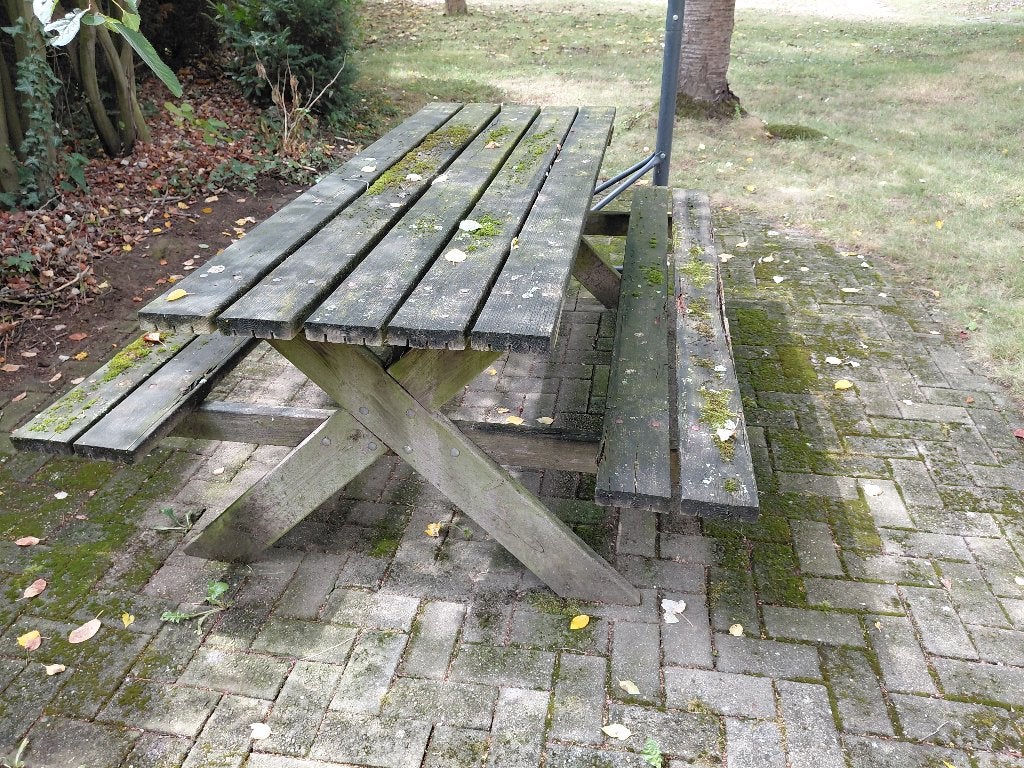 Grote Houten Picknicktafel, Jardin & Terrasse, Tables de pique-nique, Enlèvement, Utilisé, Rectangulaire, Bois
