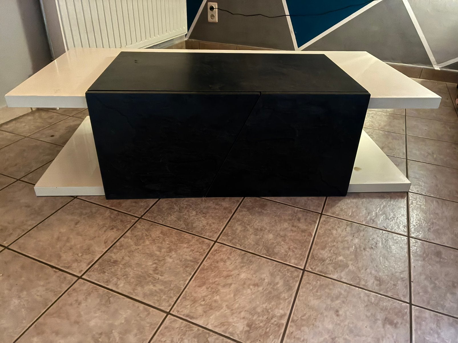 Table de salon noir et blanc, Maison & Meubles, 50 – 75, 150 à 200 cm, Comme neuf, Enlèvement