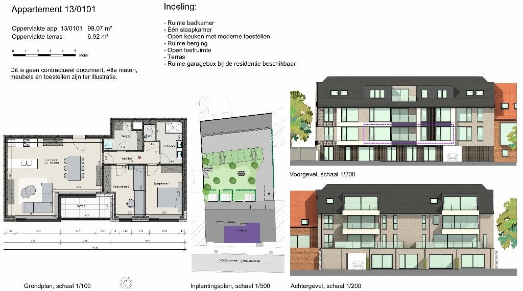 Appartement met 1 slaapkamer en terras te Gistel, 105 m², Appartement, Gistel, Provincie West-Vlaanderen