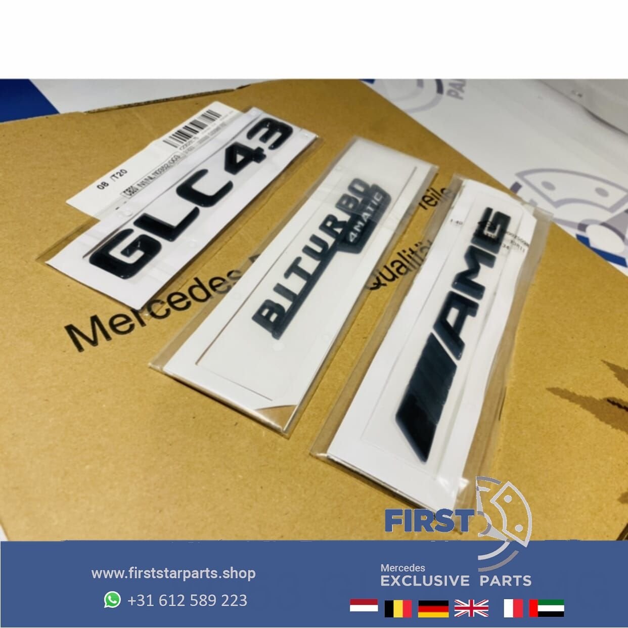 X253 C253 GLC43 AMG LOGO SET ZWART EMBLEMEN SET Mercedes GLC, Gebruikt, -, Ophalen of Verzenden, -