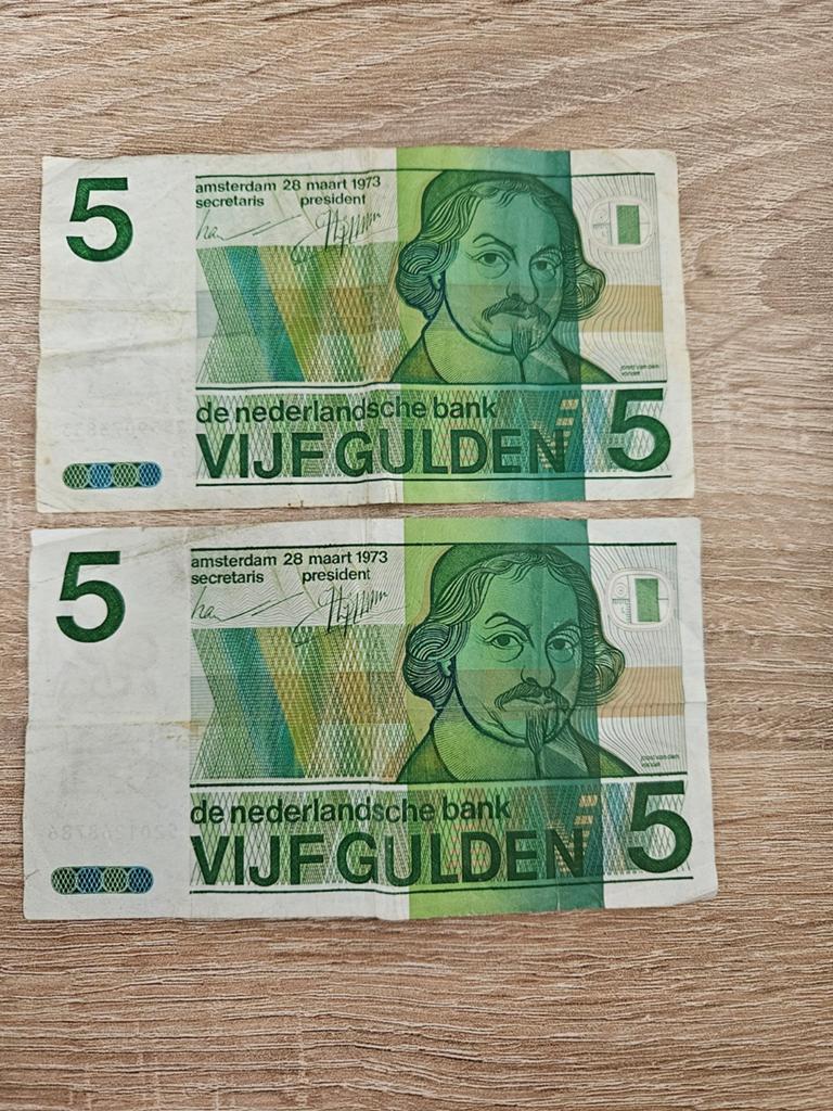 2x 5 gulden Nederland set Vondel, Postzegels en Munten, Bankbiljetten | Nederland, Ophalen of Verzenden, 5 gulden, Setje