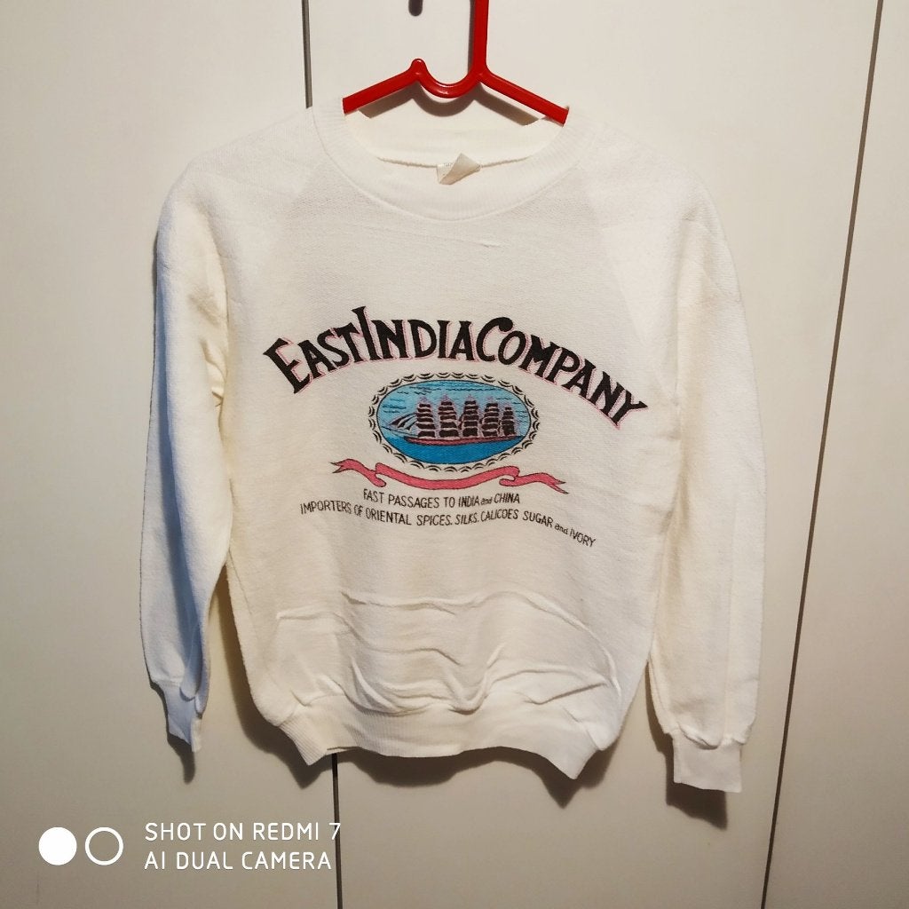 Tee-shirt manches longues "EAST INDIA COMPANY"  M blanc., Enfants & Bébés, Vêtements enfant | Taille 92, Enlèvement ou Envoi, Utilisé