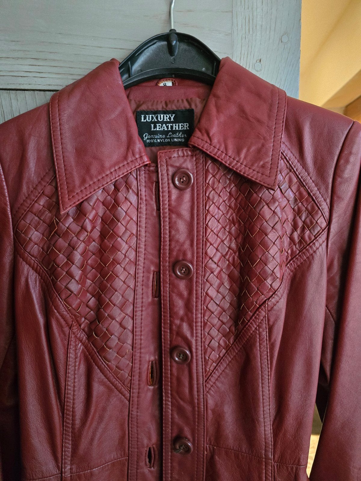 Veste longue en cuir véritable Bordeau, Rouge, Taille 36 (S), Luxury Leather, Enlèvement