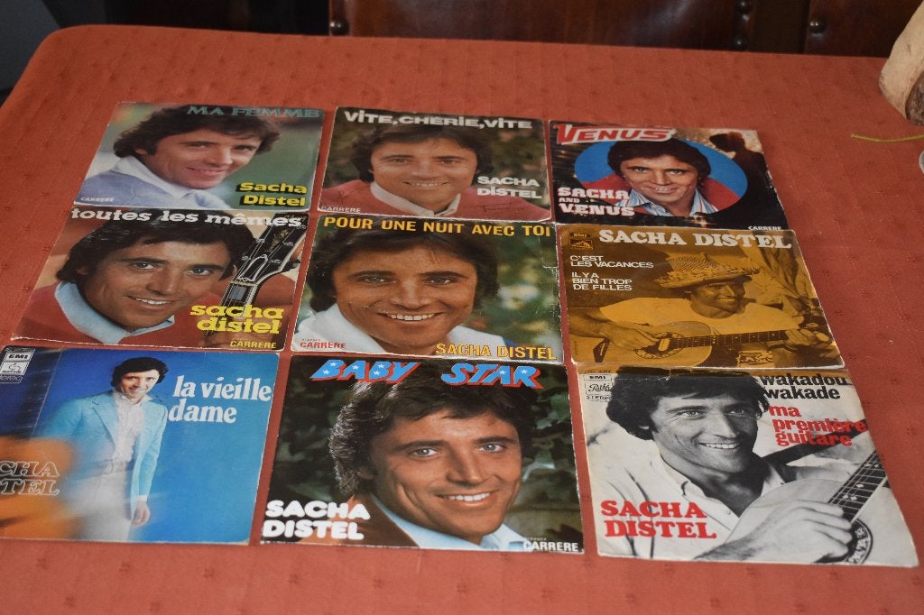 45t vinylsingels de franse van de chanssonier Sacha Distel, Overige genres, 7 inch, Ophalen of Verzenden, Zo goed als nieuw