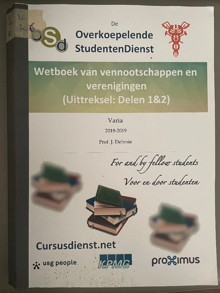 Wetboek van vennootschappen en verenigingen (Delen 1 & 2), Boeken, Ophalen, Gelezen, Hoger Onderwijs, De Overkoepelende StudentenDienst