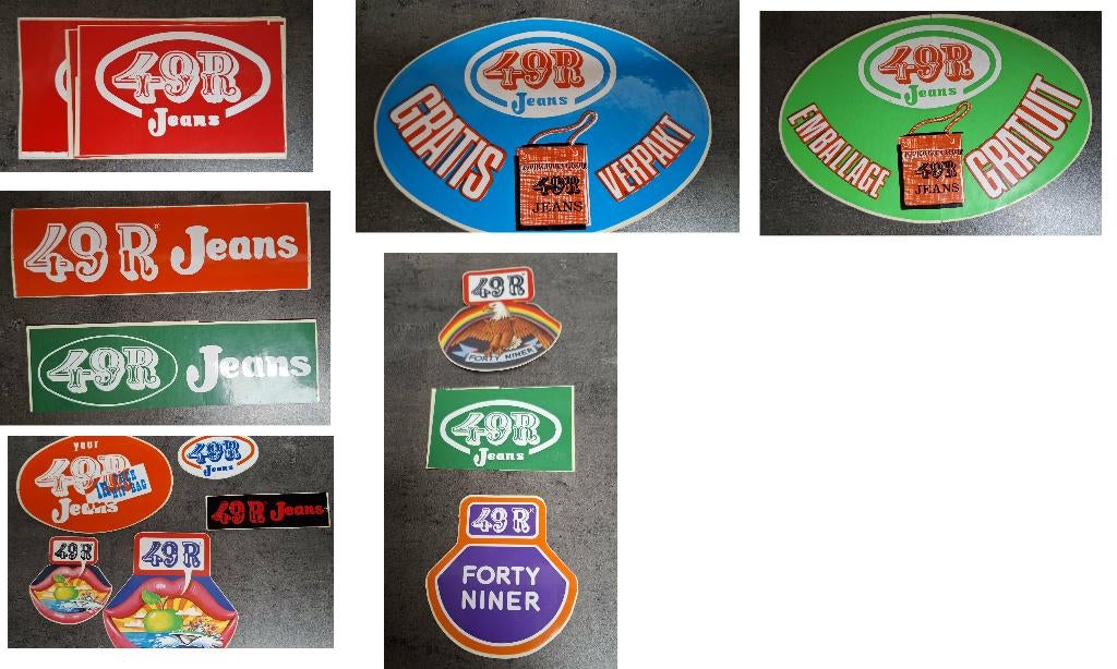 18 STICKERS AUTOCOLLANTS 49R Jeans, Verzenden, Zo goed als nieuw