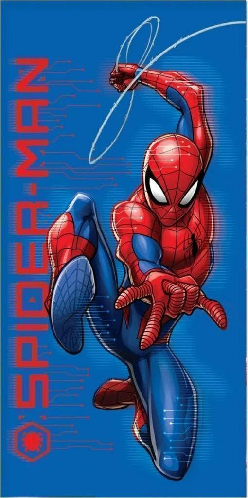 Spiderman Badlaken / Strandlaken - Blauw - Katoen - Marvel, Kinderen en Baby's, Kinderkleding | Kinder-zwemkleding, One size, Nieuw