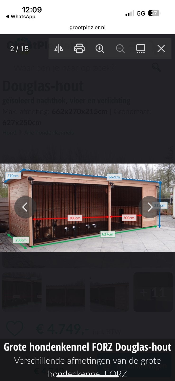 Grote hondenkennel 662x270x215cm, Ophalen, Hondenkennel