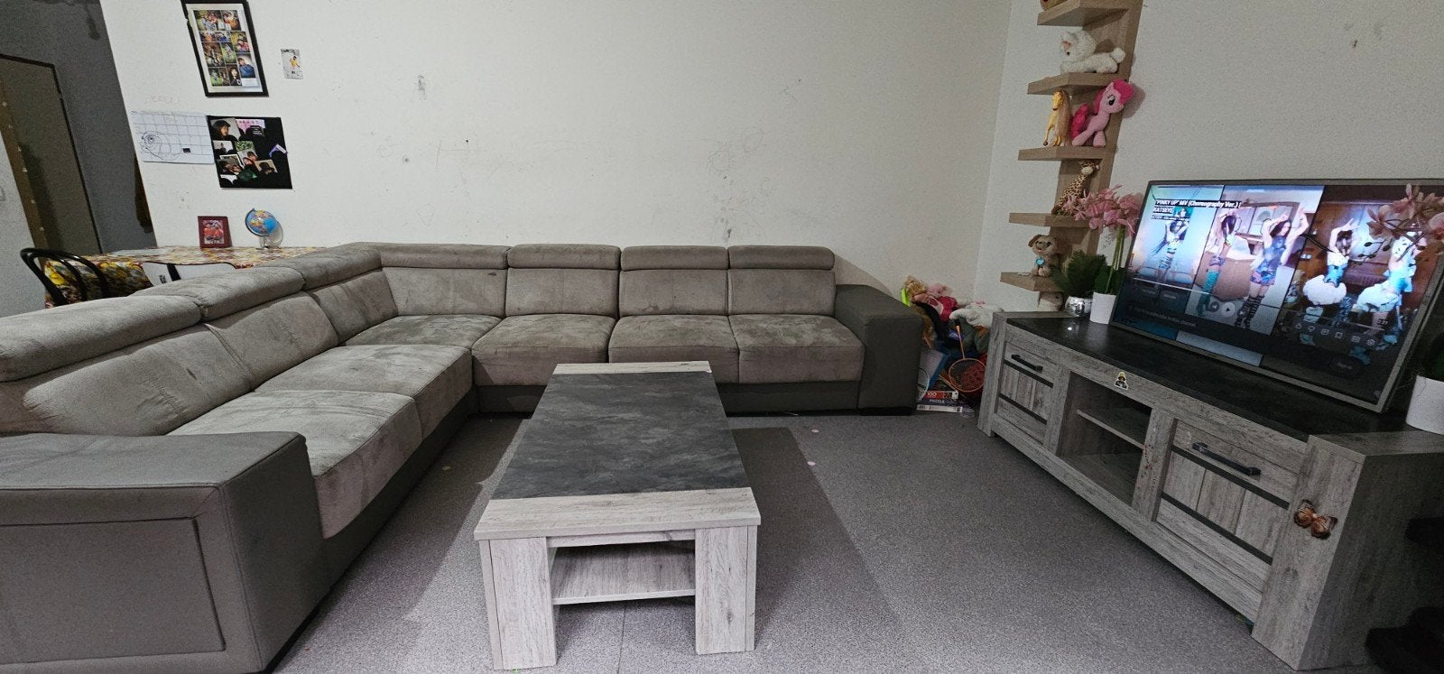Set zetel, koffietafel en TV meubel, Enlèvement, Bois