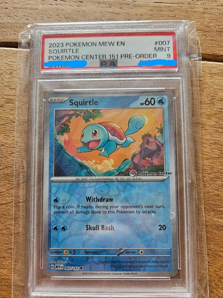 Pokemon mew squirtle pokemon center psa9, Hobby en Vrije tijd, Ophalen, Nieuw, Losse kaart
