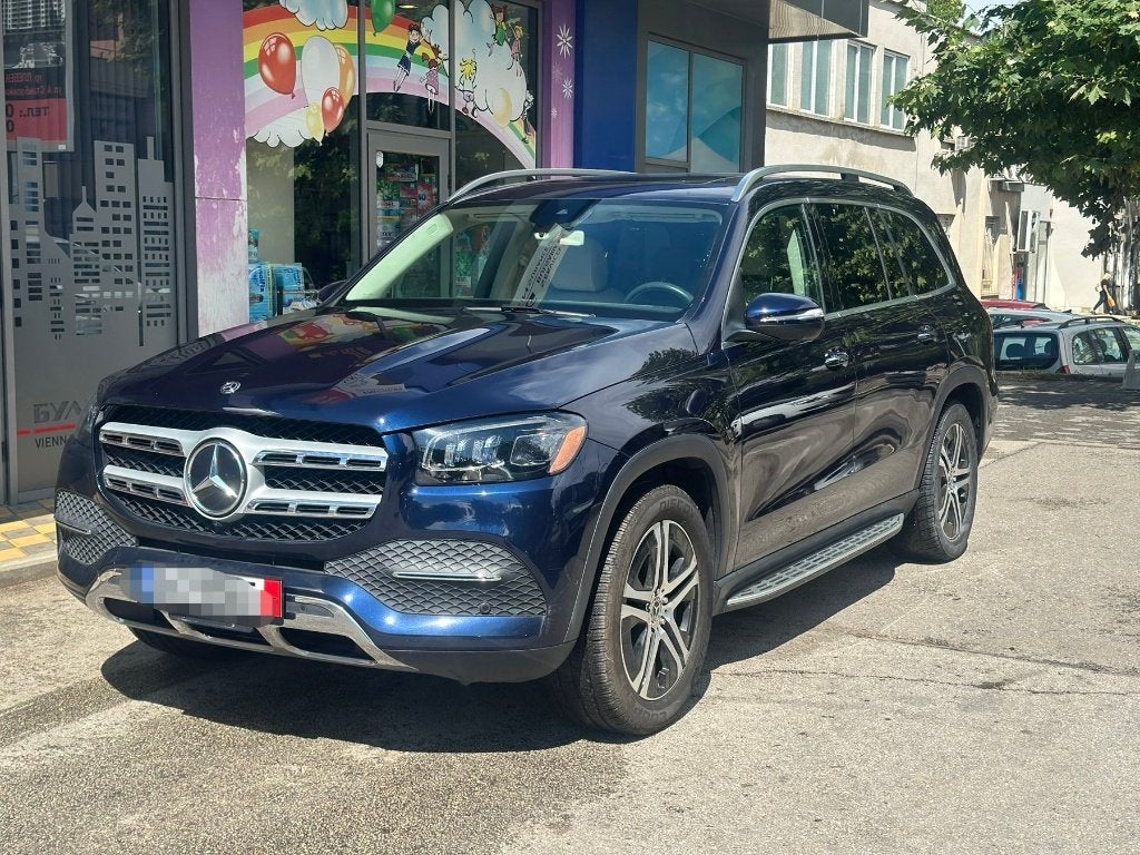 Mercedes GLS 450, Auto's, Mercedes-Benz, 207 g/km, Blauw, Leder, 5 zetels