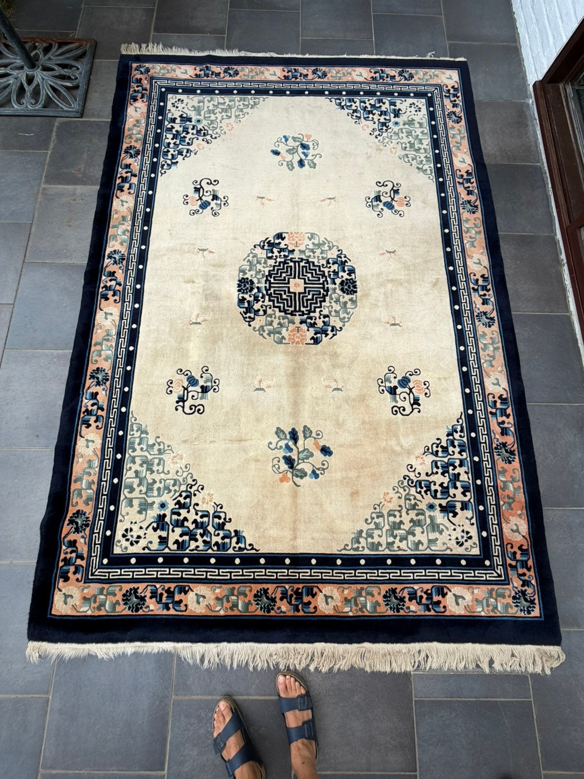 Grote heel zachte wollen tapijt, Ophalen, Gebruikt, Blauw, 200 cm of meer