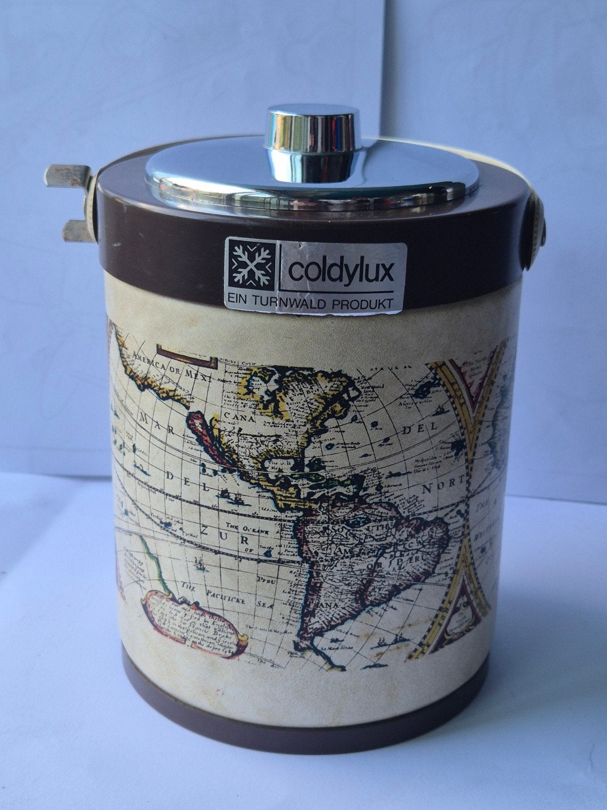 Vintage Coldylux ijsemmer met wereldkaart, Ophalen of Verzenden