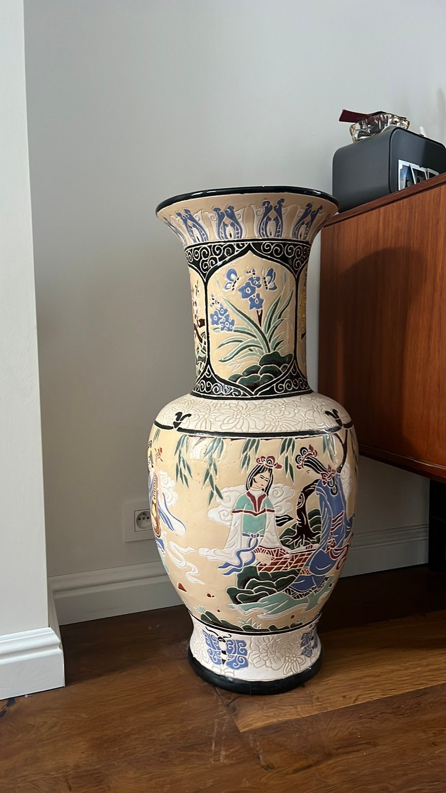 Grand vase de sol asiatique de 80 cm de haut, Enlèvement
