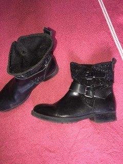Bottines Eram cuir noir et paillettes 38, Enlèvement ou Envoi, Eram, Boots et Botinnes, Porté