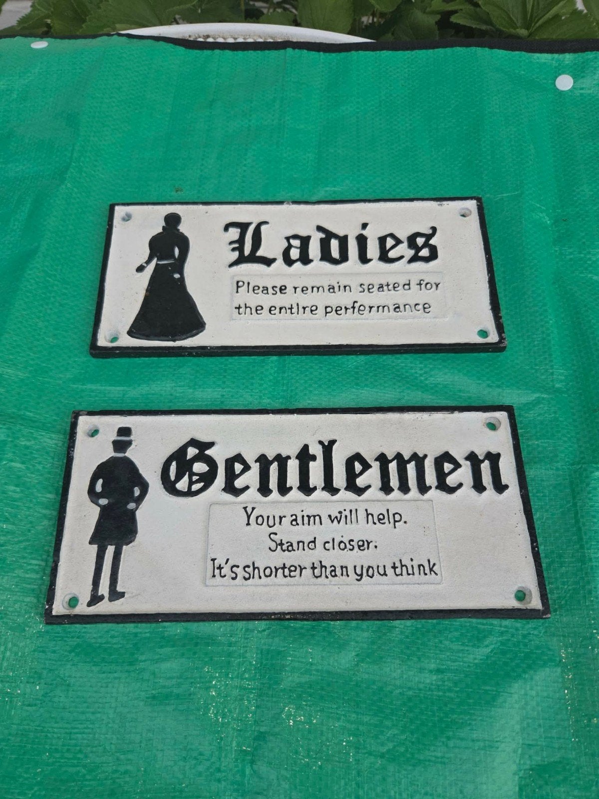Authentieke Vintage Gietijzeren Toiletborden Dames & Heren S, Antiek en Kunst, Ophalen of Verzenden, Wanddecoratie, Wit