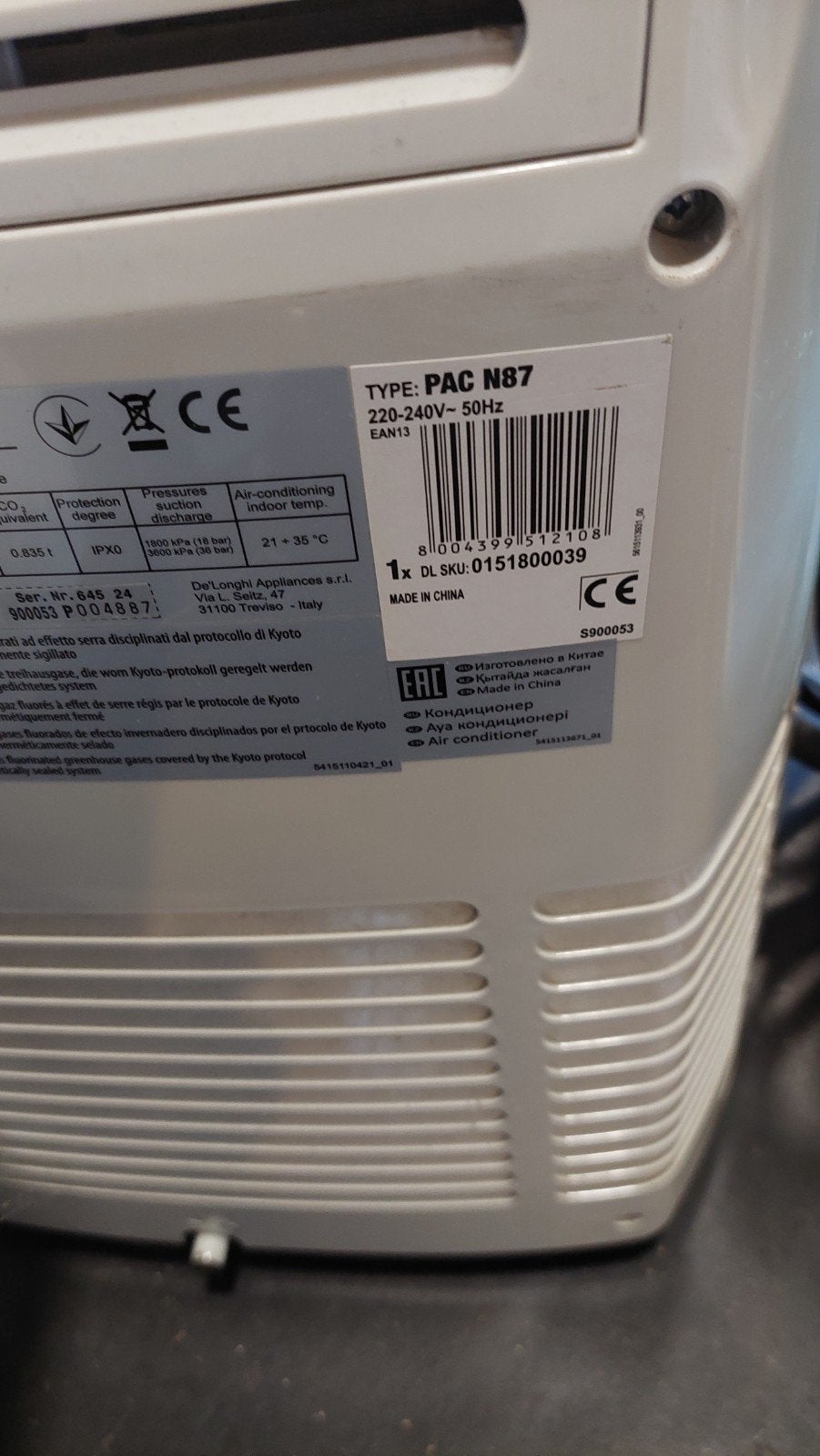 De’Longhi N87, Electroménager, Climatiseurs, Enlèvement