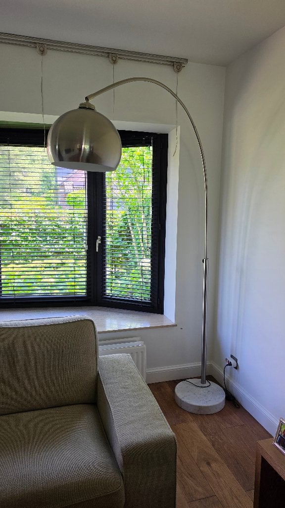 Moderne booglamp, Huis en Inrichting, Lampen | Vloerlampen, Ophalen, Zo goed als nieuw, Metaal, 150 tot 200 cm