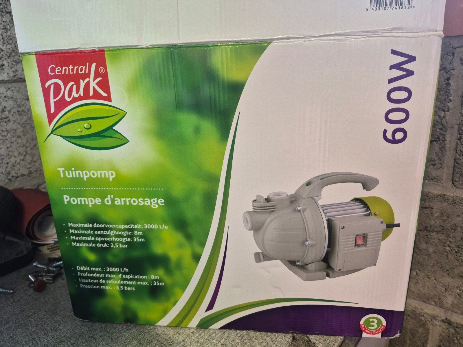 central park tuinpomp 600w, Jardin & Terrasse, Scarificateurs, Enlèvement ou Envoi, Comme neuf, Électrique