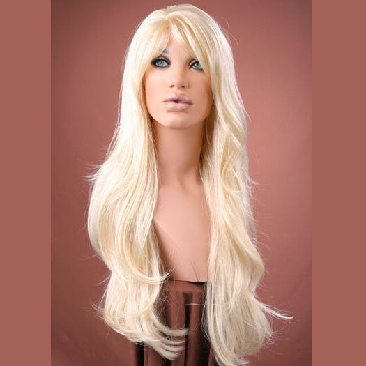 Pruik lang lichtblond haar met slagen model Carmen, Handtassen en Accessoires, Verzenden, Nieuw