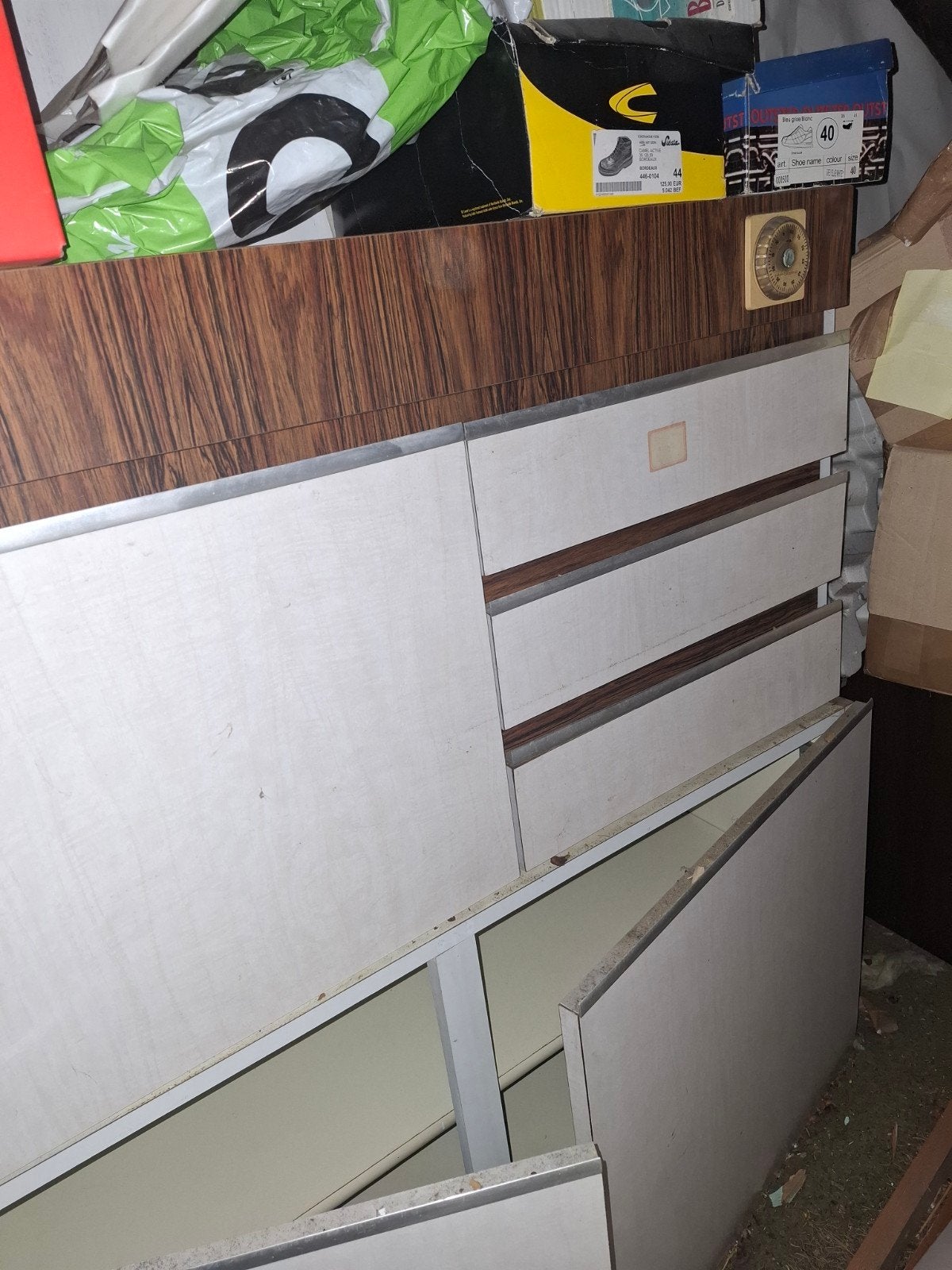 Vintage keukenkast met timer en verlichting, 2 delen, Huis en Inrichting, Keuken | Keukenelementen, Ophalen
