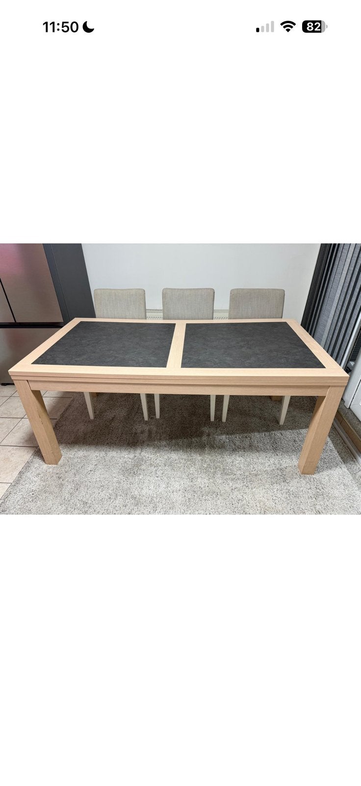 Houten tafel met stoelen, Tuin en Terras, Ophalen, Gebruikt, Rechthoekig