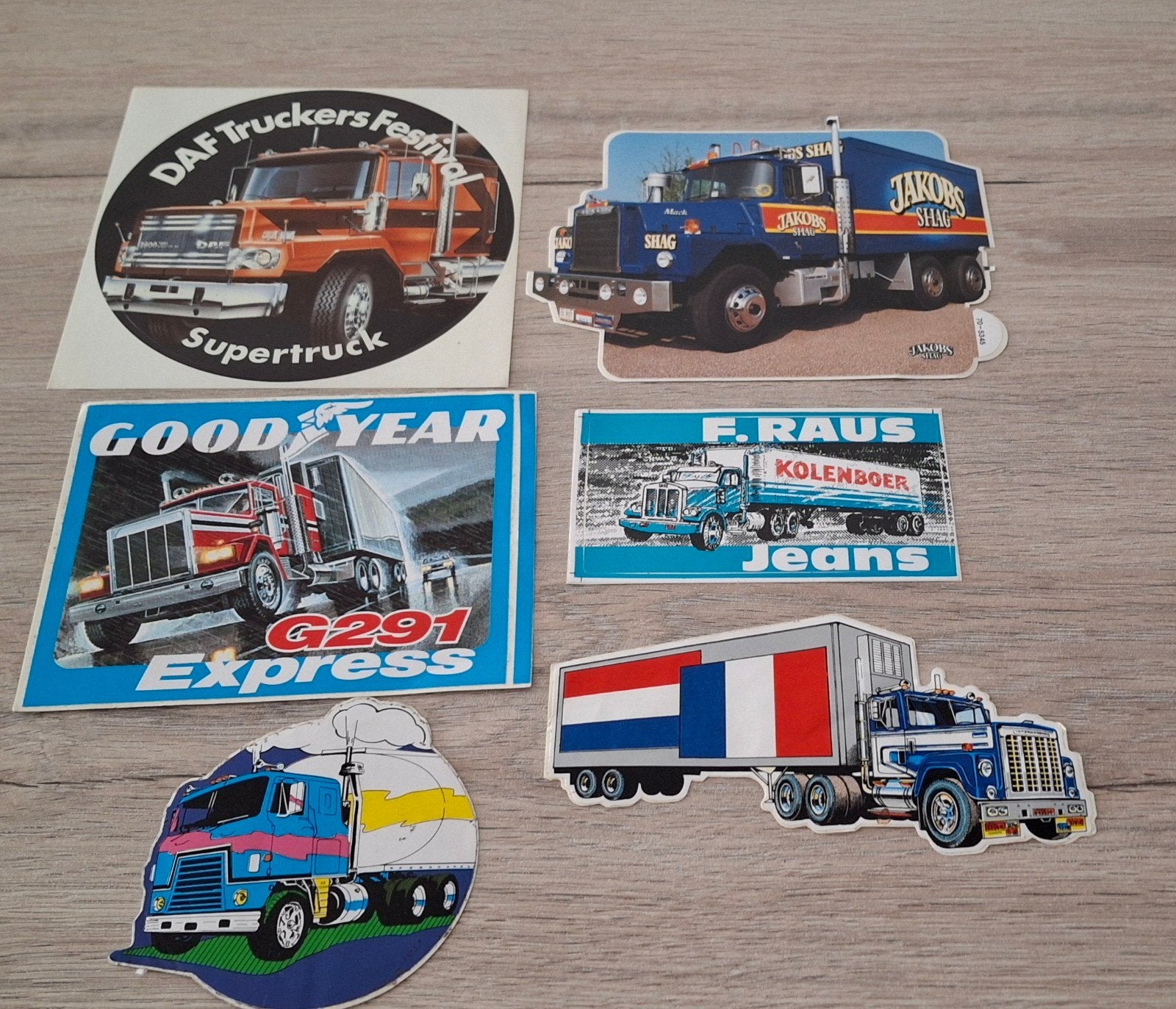 Lot fun stickers Amerikaanse truck divers DAF Goodyear, Verzamelen, Ophalen of Verzenden, Zo goed als nieuw, Auto of Motor