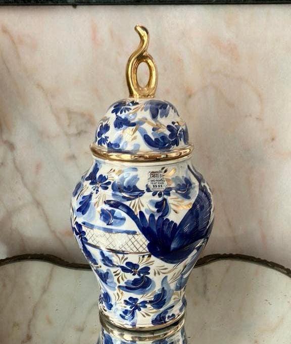 Vaas met deksel H. Bequet Quaregnon hand painted, Antiek en Kunst, Antiek | Keramiek en Aardewerk, Ophalen