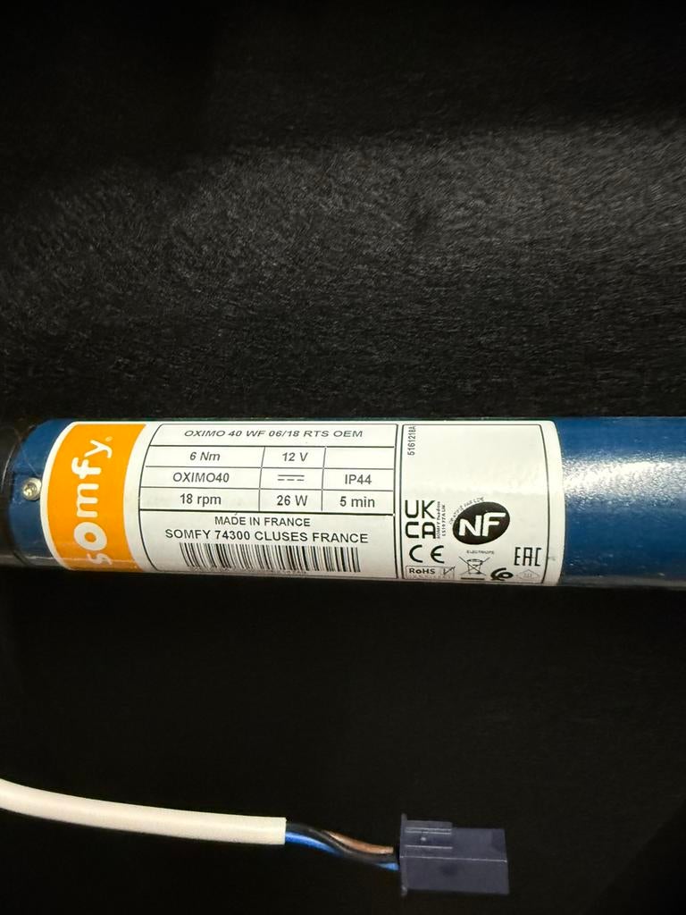 Moteur Somfy Oximo 40 WF 6/18 RTS OEM 12V — NEUF, Doe-het-zelf en Bouw, Rolluiken, Ophalen, Nieuw