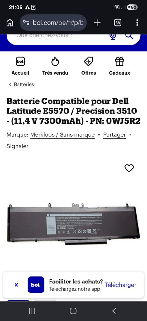 Batterie dell e5570, Enlèvement ou Envoi