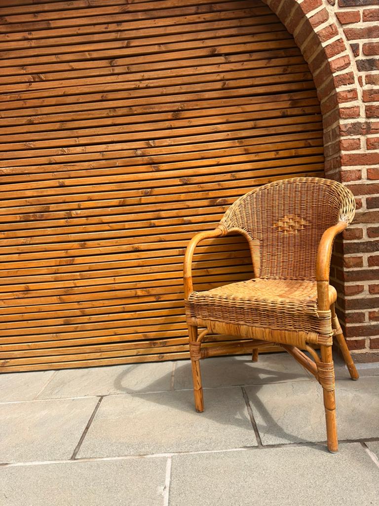 Chaise de jardin vintage en bambou et rotin, Enlèvement, Utilisé, Rotin