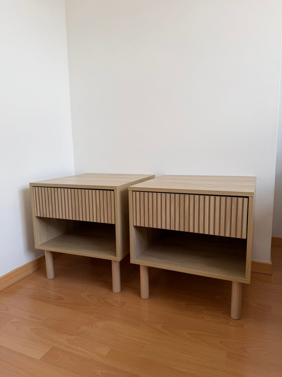 Lot de 2 Tables de Chevet avec Tiroirs et Niches neuf, Enlèvement, Neuf, Bois
