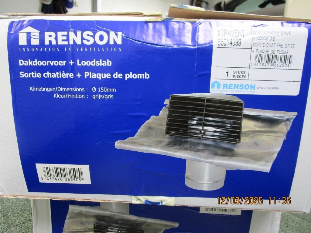 Dakdoorvoer Renson Xtravent met loodslab, Enlèvement, Neuf, Extracteur